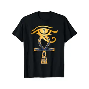 Ancient Egypt God Eye of Horus Ankh Egyptian Symbol T Shirt 100% Cotton Casual Tshirts Crewneck T-Shirt Short Sleeve Unisex Graphic Tee for Men Women Adults Classic Menswear Top
