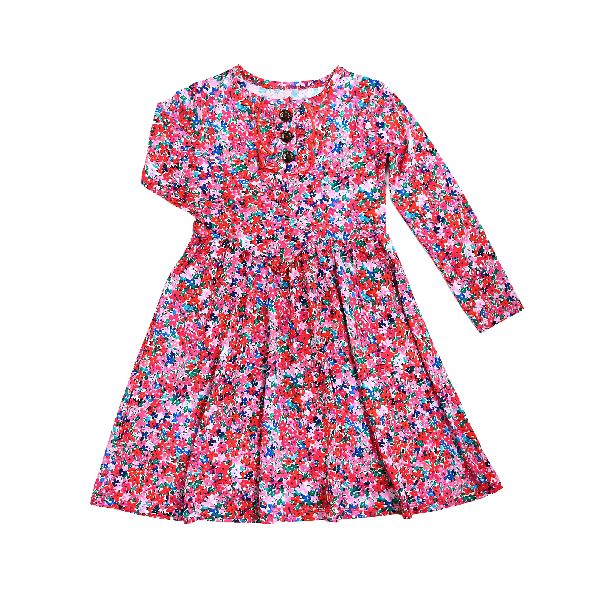 Juliette TUTU DRESS for Little Cuties Super Soft & Comfortable Valentine's Day Floral Bamboo Viscose Fabric with Ruffle Button Placket
