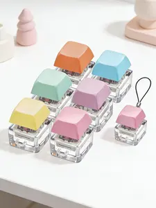 1pc Keyboard Keychain Toy Clicker, Stress Relief Fidget Spinner Keychain, Pressure Relief Gift for Adults, Macaron Color, Ordinary Style, Fidget For Anxiety