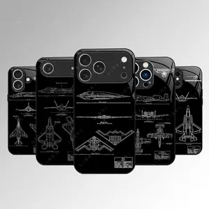 US Military Fighter Jets Blueprint Phone Case B2 Spirit F22 Raptor A10 Warbog F4E Phantom II F-35 Lightning II F-15 Strike Eagle Military Aircraft Cover Bomber For iPhone 17/16/15/14/13/12/11 Air Pro Max 995