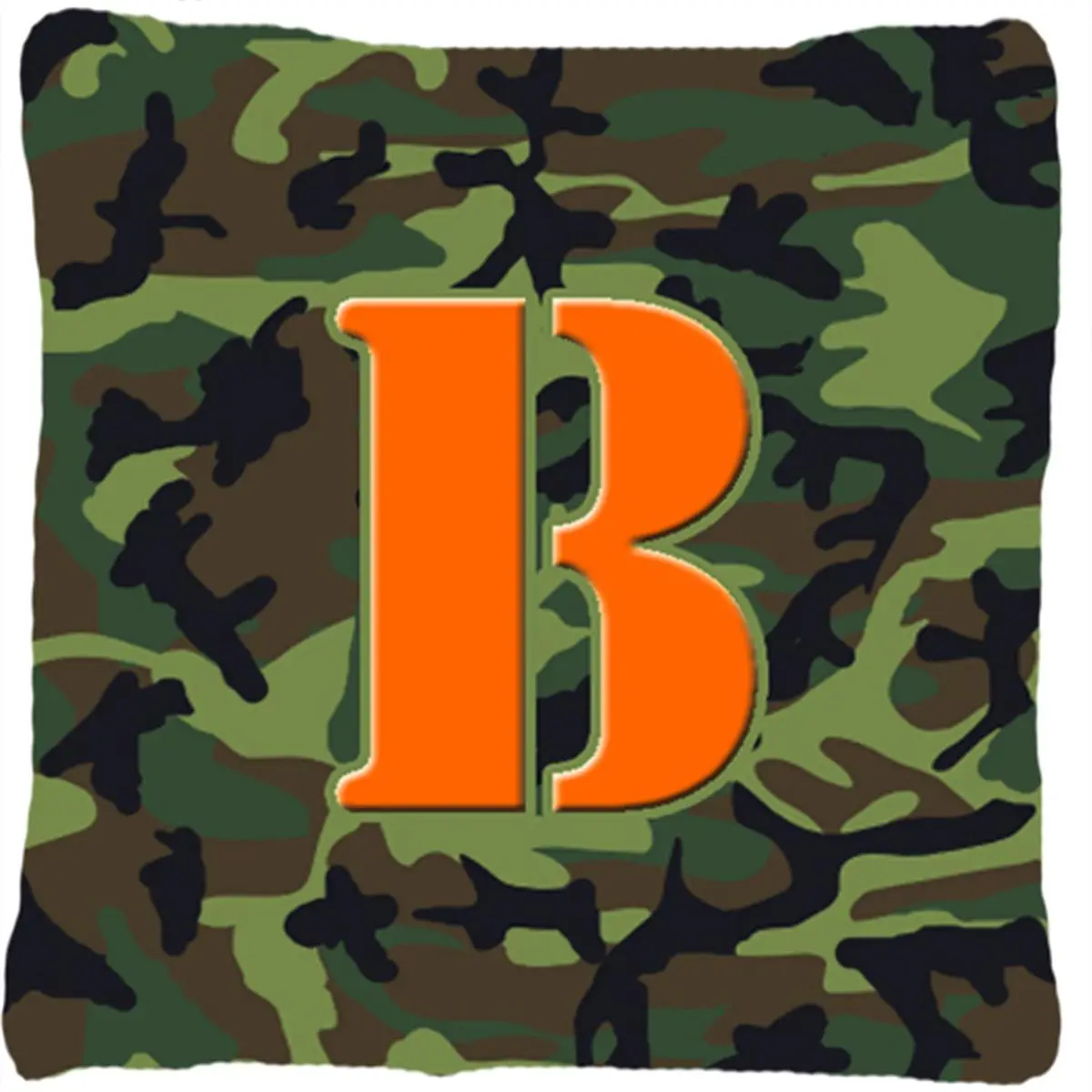 Monogram Initial B Camo Green Decorative Fabric Pillow