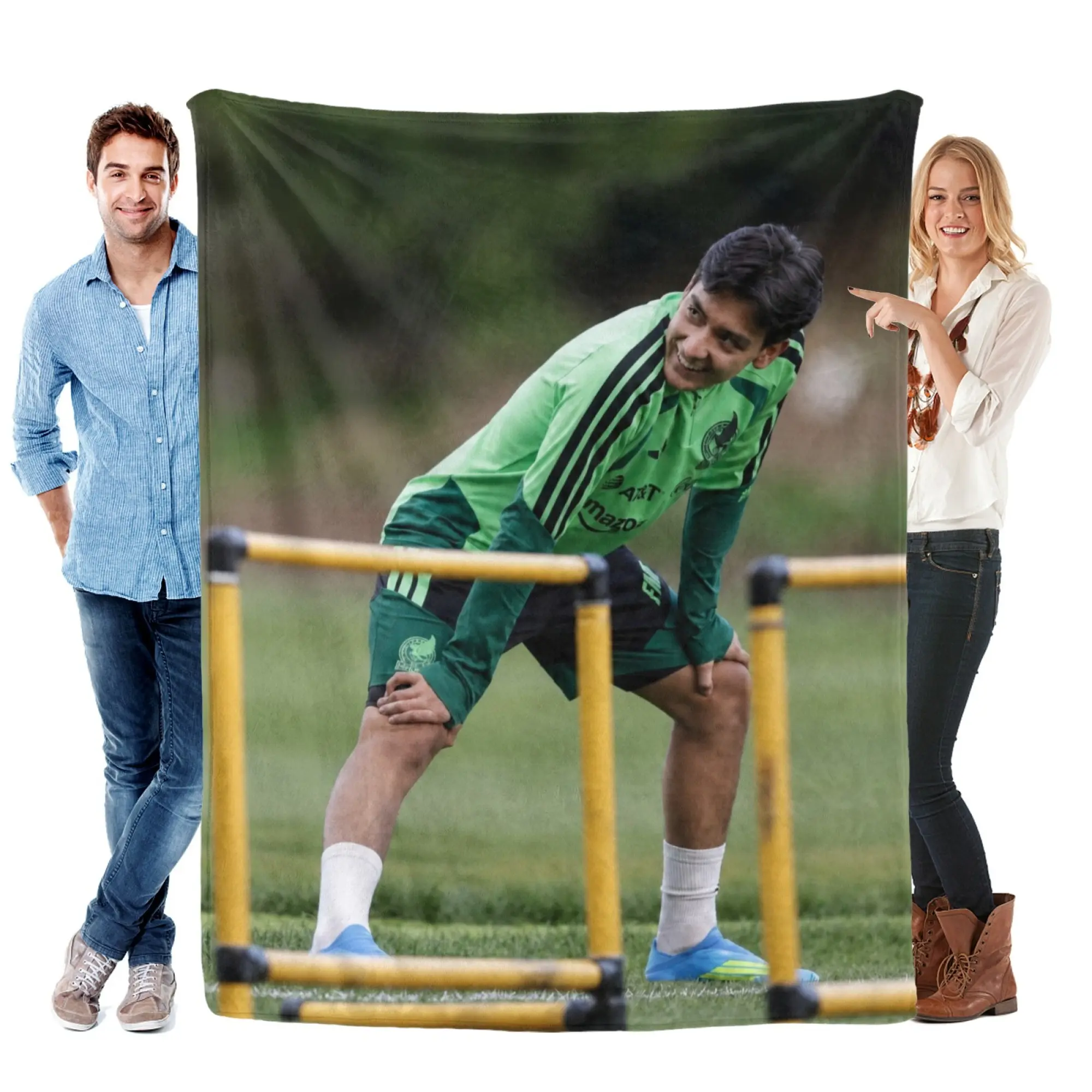 Gilberto Mora Flannel Blanket Stretching Pose Grass Field Portrait Fleece Mexico Soft Cozy Plush Bed Blanket For Couch Sofa Bedroom Decor Joyful Smile Gift For Adults Fans