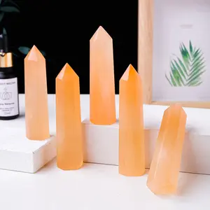 Natural Orange Selenite Crystal Tower – Polished Healing Wand for Energy Cleansing & Meditation