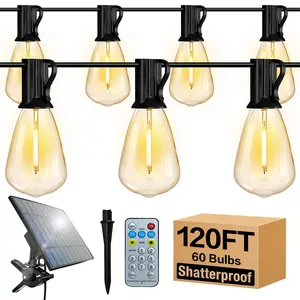 120-150ft Outdoor String Lights,Waterproof ST38 Vintage Edison Bulb Lights,Dimmable Shatterproof Hanging Lighting for Backyard,Gazebo,Balcony,Cafe,Yard,Porch,Party Decoration outdoorfun