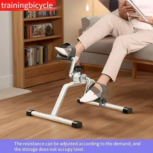 Home use upper and lower limb leg trainer, 2-in-1 foot and hand exercise pedal machine, compact foldable non-electric white exercise bike, enhances muscle   for indoor workouts.