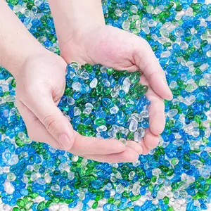 Aquarium Glass Pebbles Stones Fish Tank Rocks Gravel, Green Mix Glass Gemstones Fish Bowl Rocks for Vase Fillers, DIY Crafts, Home Decor - 15 Oz, 6-9mm
