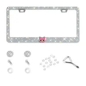Cute Cat Bling License Plate Frame comes with full sparkle rhinestone crystals, multiple color options, a complete installation kit, and universal fit for any car exterior decor