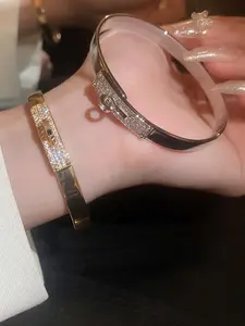 Plated Zirconia Buckle Bracelet, Elegant Jewelry Accessory for Women, Stylish Design for All Occasions, Exquisite Trendy Bracelet