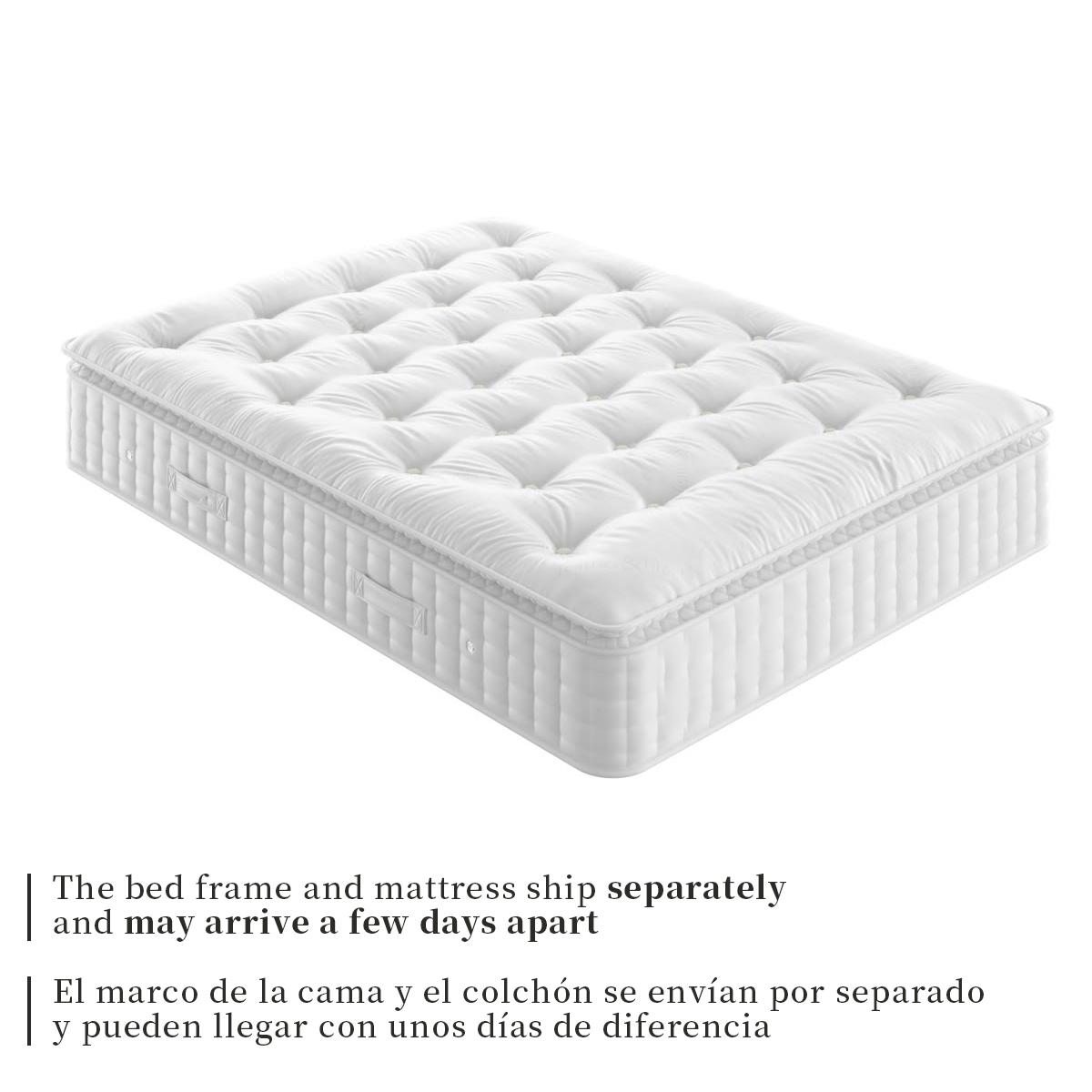[Summervibes] Queen Bed Frame with LED Lights & Adjustable Headboard - Diamond Tufted Upholstered Frame with Wooden Slats - Full bed frame with mattress - Black/White/Grey summergarden