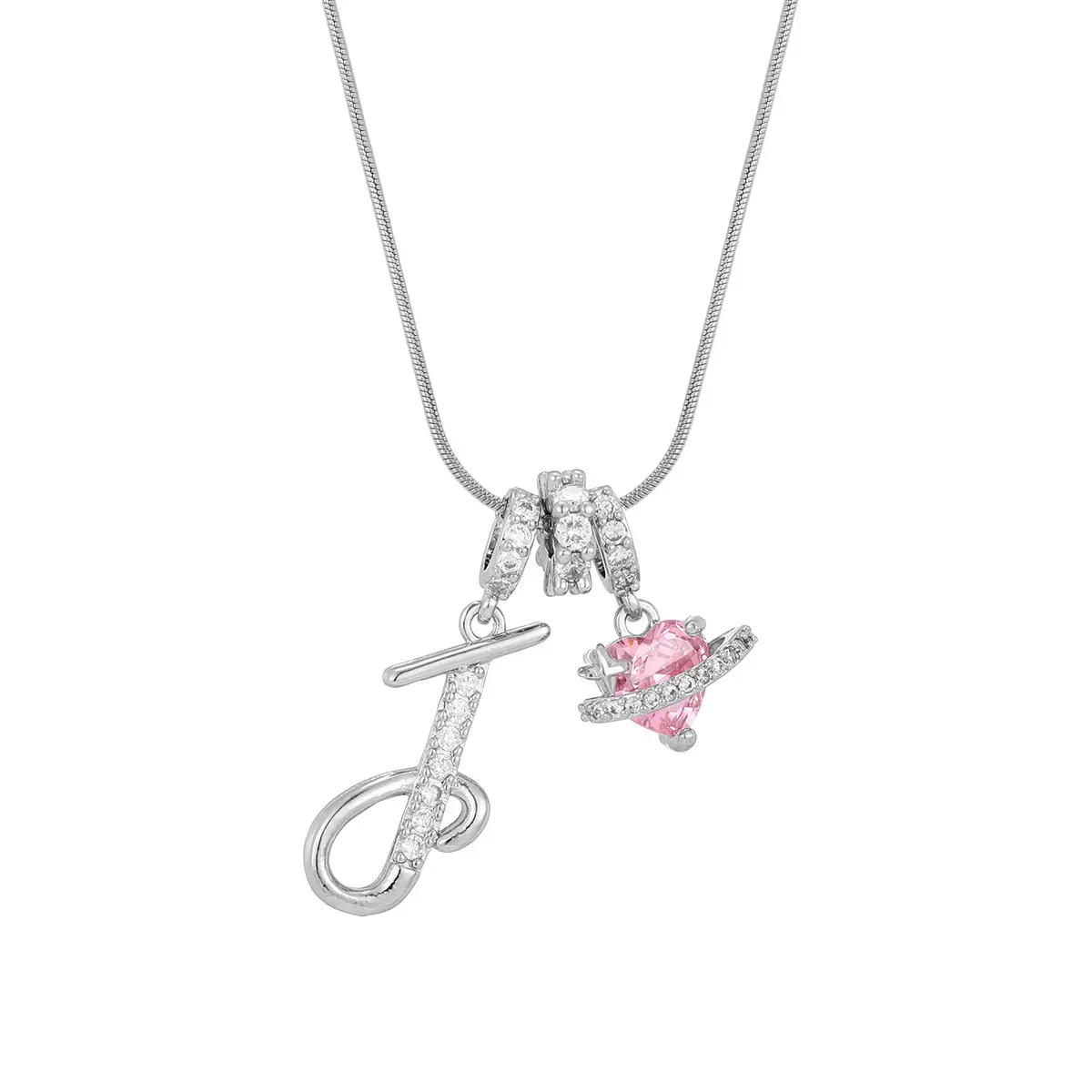 Silver J (Pendant -Snake Bone Chain)