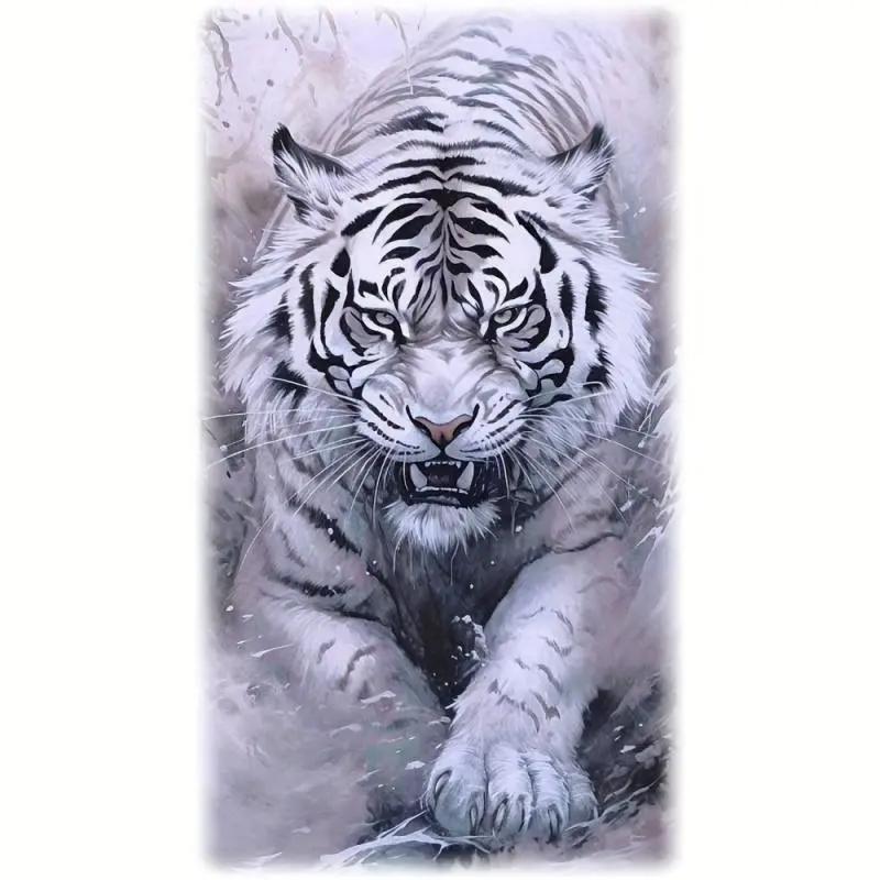 Tiger Pattern DIY Diamond Arts Colorful Painting Kit without Frame, 1 Set DIY Decorative Art Picture for Beginners, Wall Art Decor for Home Living Room & Bedroom