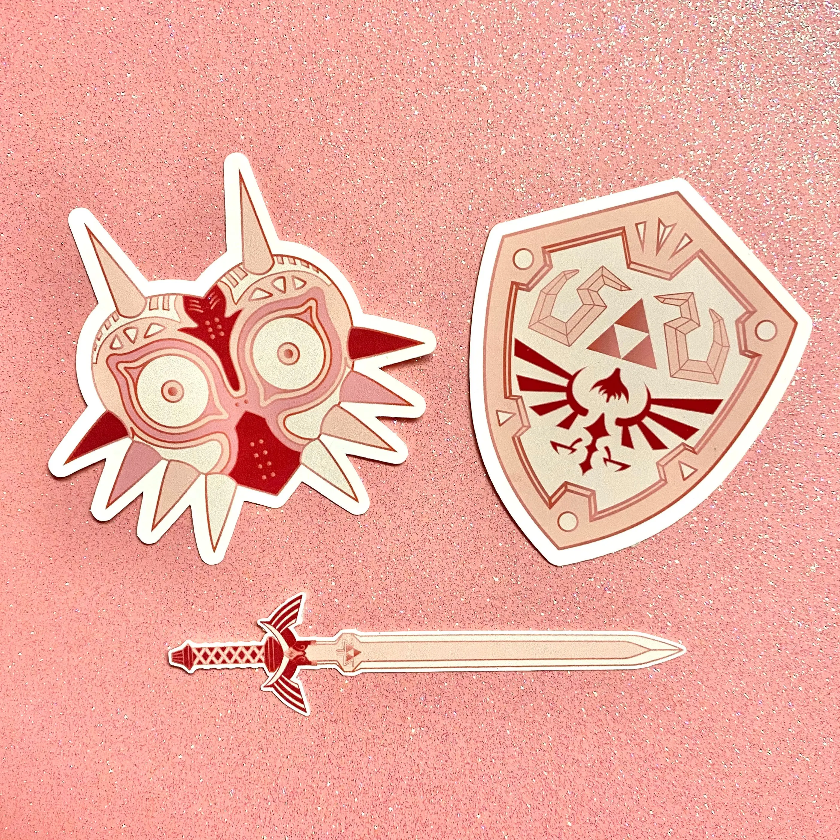 Legend of Zelda Inspired Pink Rose Gold Weatherproof Sticker Pack