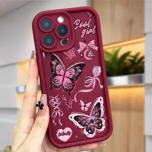 Cool Girl Butterfly Case for iPhone 17 Air 16 Pro Max 15 Plus 14 13 12 11 XS X Shockproof Soft Silicone TPU Bumper Festive Protection Cover