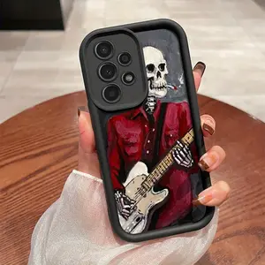 Vintage Guitar Skull Pattern Phone Case forSamsung Galaxy S26 S25 S24 S23 S22 S21 Fe Plus Ultra A13 A14 A15 A16 A17 A33 A34 A35 A36 A52 A53 A54 Note20