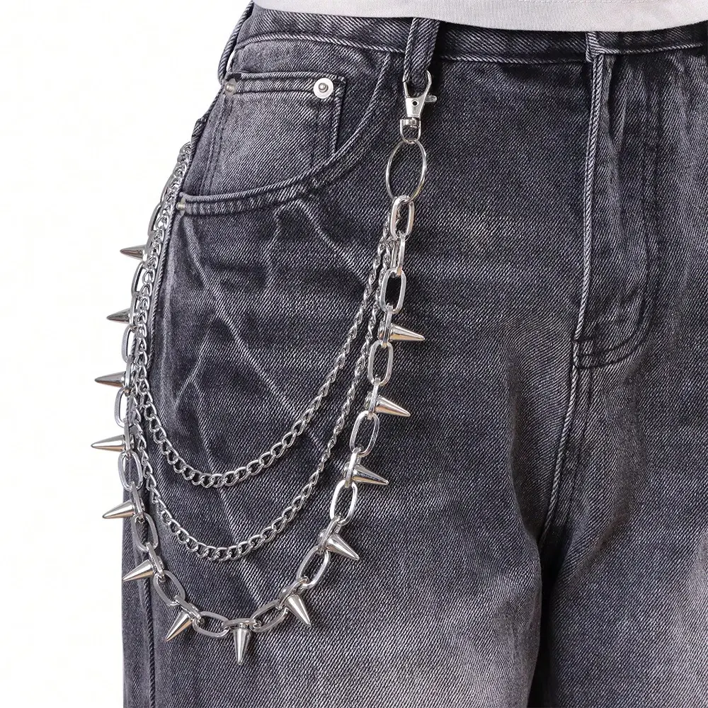 Women's Adjustable Multilayer Metal Rivet Waist Chain - Cool Streetwear Jean Pants Accessory, Fashion Body Jewelry