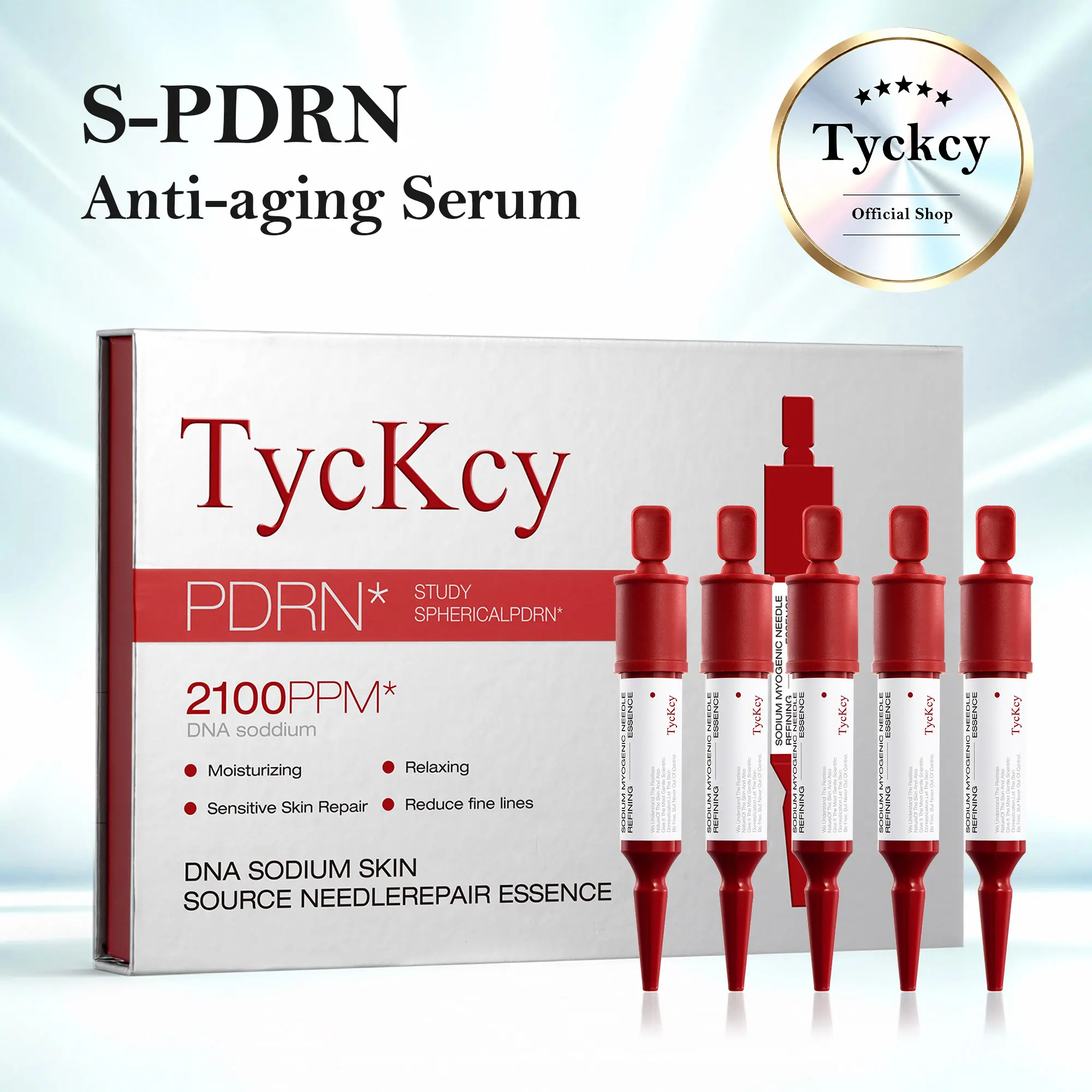 [TycKcy PDRN Anti-aging Serum Set]Anti-aging, reduces fine lines & wrinkles, oil-controlling & moisturizing, lightweight non-greasy. Enriched with salmon DNA and beta-glucan to calm sensitive red skin; fits dry, oily, combination & sensitive skin.