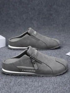 Unisex Large Size Home Slippers, Anti-Slip PU Leather & Synthetic Material, All-Season Indoor Shoes, Slip-On Convenience, Eu44 Size