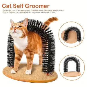 Cat Arch Self-Cleaning Cat Massage Toy, Interactive Cat Hair Removal Brush with Scratching Pad Toy, Suitable for Indoor Cats, Cat Scratching Board with Interactive Function, Durable and Easy to Assemble Shedding Grooming Kit Groomer Tools