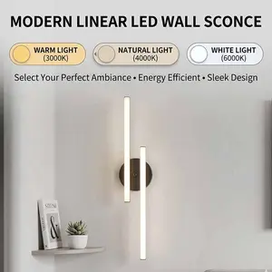 Modern Minimalist LED Wall Light, Adjustable Color Temperature, 3000k Warm /4000k Neutral/6000k Cool, Easy Installation, Bedroom Living Room, Ambient Glow Light