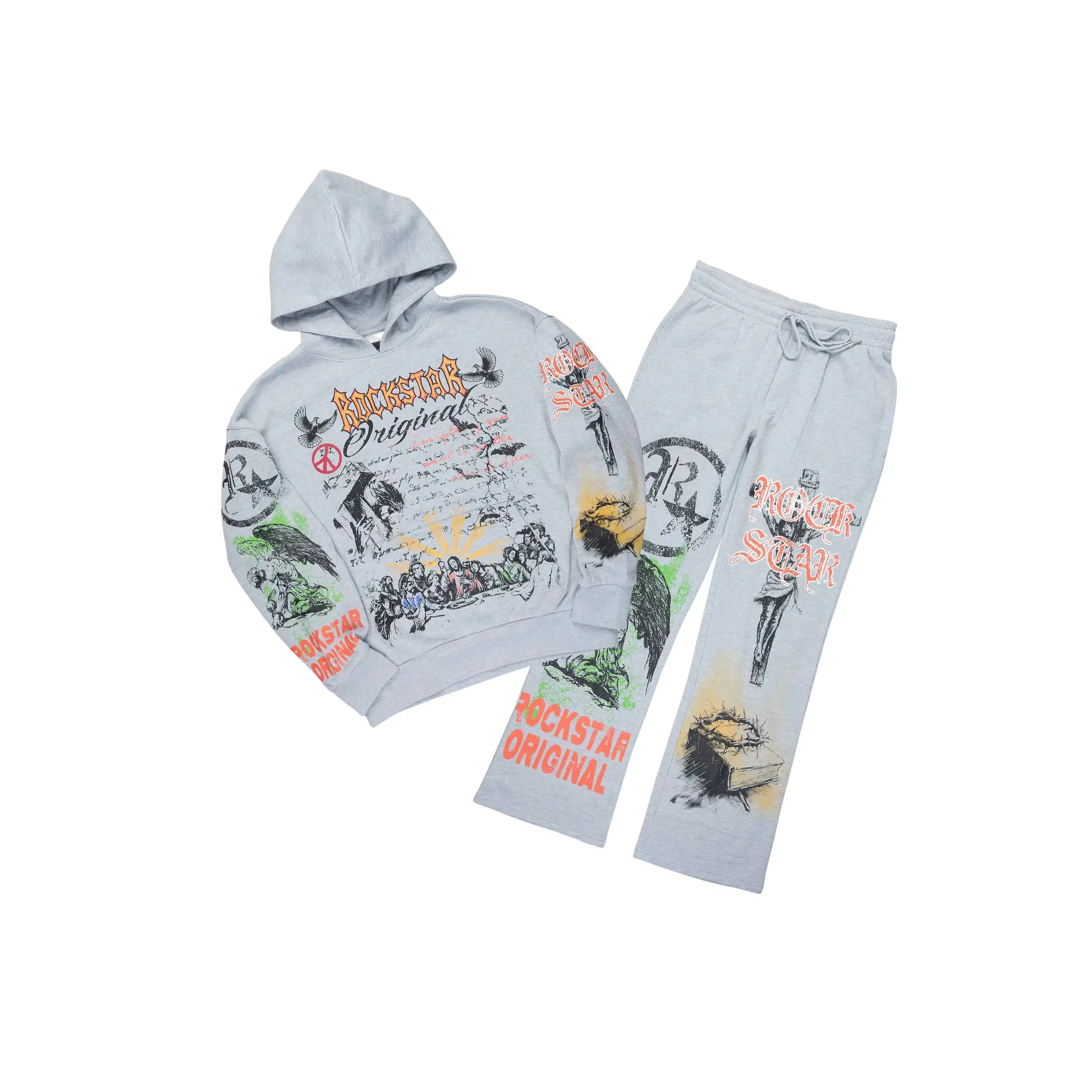 Suppersketch Heather Grey Hoodie/Baggy Track Pant Set