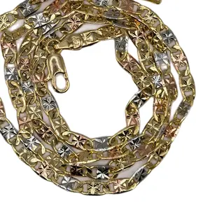 Tricolor Gold Plated Necklace with Intricate Design and Secure Clasp for Everyday Wear