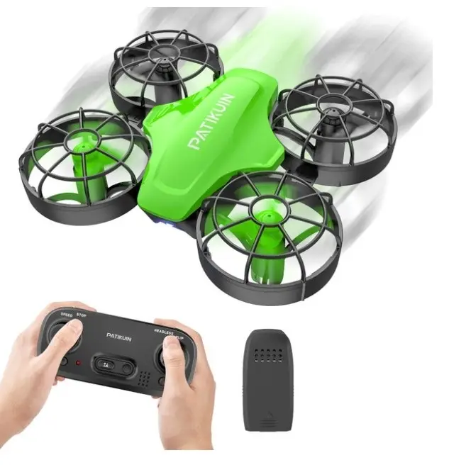 Asonic NT83692 PATIKUIN S100 RC Drone with Emergency Stop , Green with 3D Flip Remote Control Headless Mode for Boys Girls