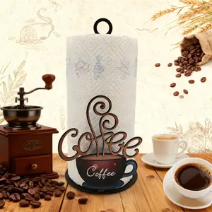 Coffee cup tissue holder, suitable for use next to coffee machines, Iron Paper Towel Storage Rack, Roll Paper Holder, Home Interior Decor for Kitchen Bathroom, 1 Box