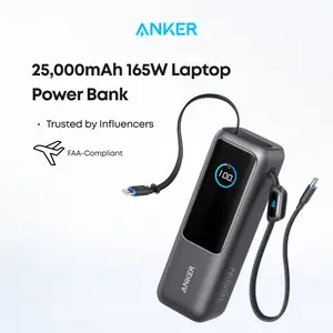 【Power Bank】Anker 165W 25,000mAh Laptop Power Bank, Portable Charger with Built-In Retractable USB-C Cable, 4-Device Fast Charging Battery Pack for Travel and Work,summerwins,FathersDayGift,#DealsForYouDays