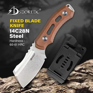SDOKEDC Knives Fixed Blade Knife with kydex sheath for Men EDC Survival Outdoor Camping 14C28N Steel Micarta Handle
