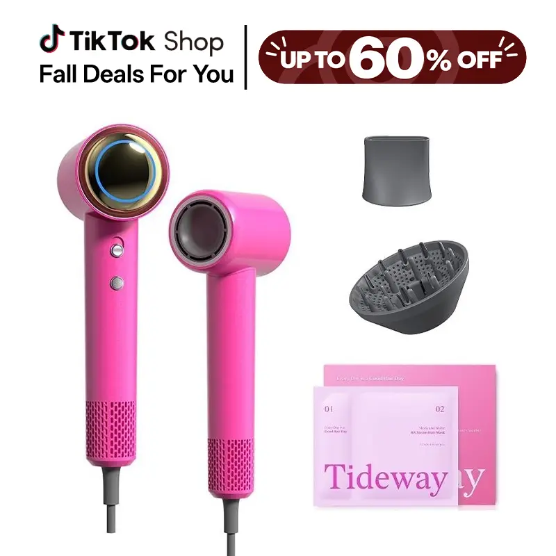 Tideway H11 Aura Plasma 110k RPM High-Speed Hair Dryer (w/ Diffuser) + 5D Hyaluronic Acid Steam Hair Mask (3 PCS) Bargain Combo Set, Hot/Cold Settings for Damage Care techvibes