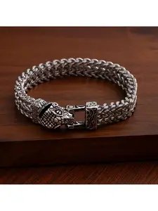 Dark Gothic Heavy-duty Retro Animal Head Bracelet Set - Skull / Snake / Wolf Head, Unique & Exclusive Wrist Adornments with Premium Appeal