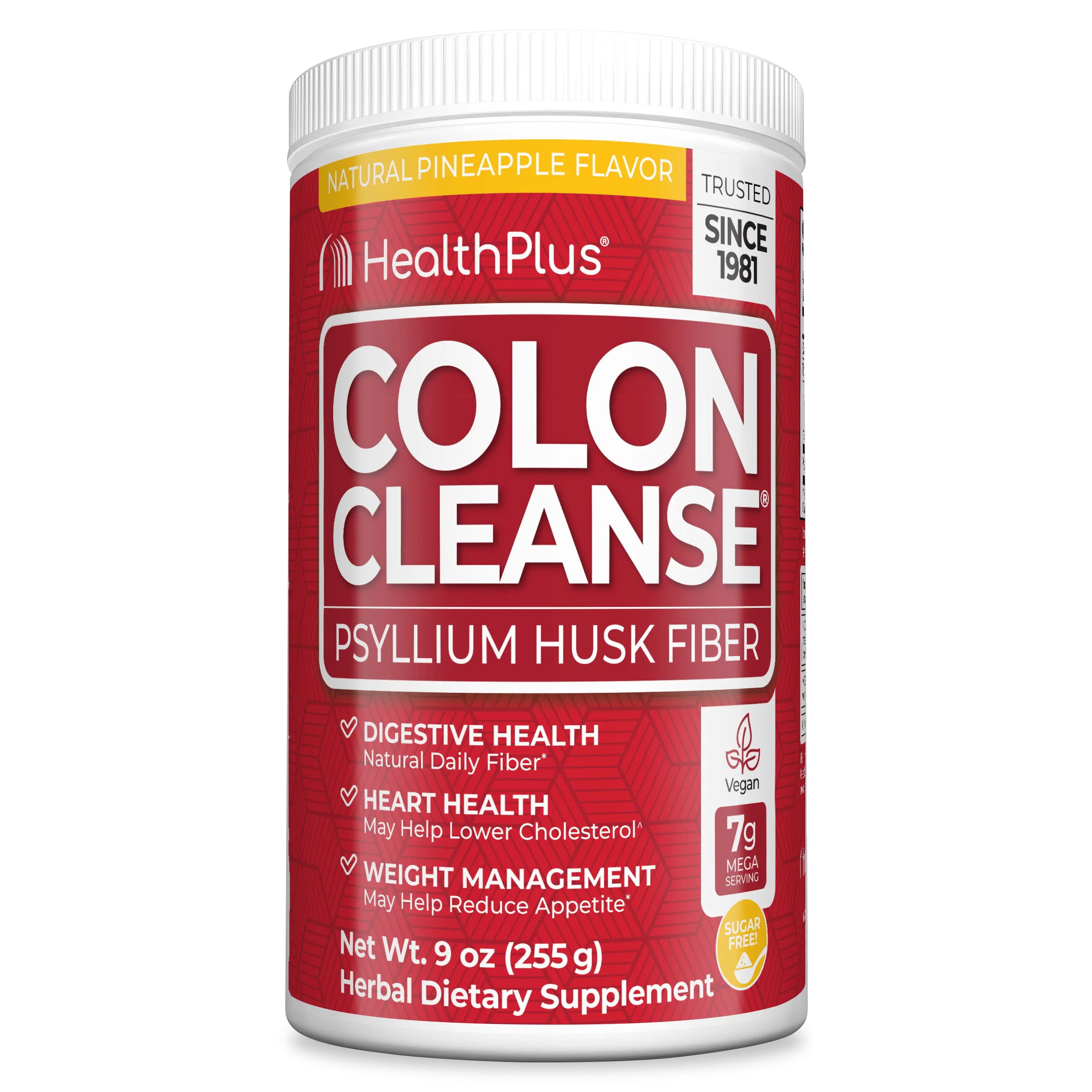 Health Plus Colon Cleanse Powder Pineapple Flavor – Psyllium Fiber Detox Supplement for Bloating Relief, 9 oz