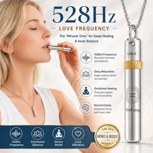 528Hz Tuning Fork Necklace – Stress Relief Breathing Pendant, Mindfulness Meditation Jewelry for Relaxation & Focus