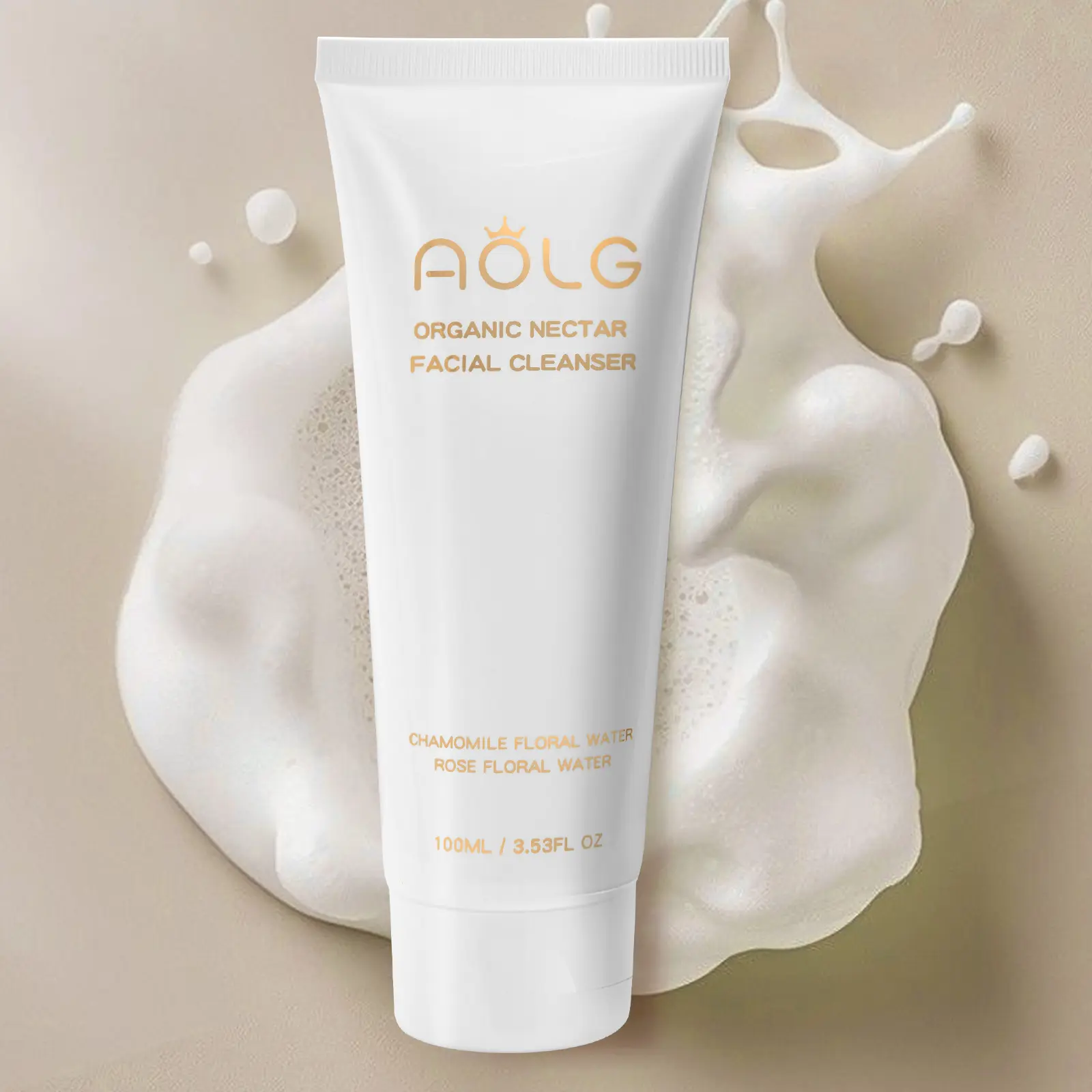 AOLG Gentle Hydrating Facial Cleanser - Organic Honey, Green Tea, Glycerin, Chamomile, Charcoal, Fragrance Free, Moisture-Boosting, Nourishing, Soothing Bottle for Sensitive Adults, 100ml(3.38fl oz) Single Item Skin Repair Face Wash, Hydration Boost, All,