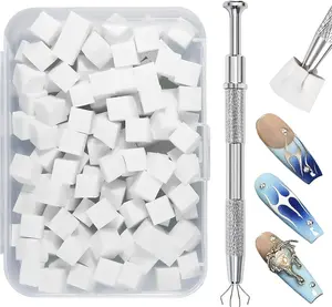 100PCS Nail Gradient Sponge Kit with Tool – Easy Ombre Nail Art Set for DIY Manicure & Smooth Color Blending