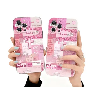 Pink Jesus Quotes Silicone Case for iPhone 11-17 Pro Max Plus Air – 3ft Anti-Drop Non-Slip Full Coverage Christian Inspired Design TPU Liquid Silicone