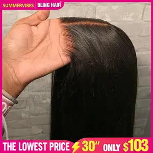 Bling Hair Glueless Wig 9x6 7x5 6x4 Real Human Hair Wigs 150% Density Bone Straight Wig HD Transparent Pre Cut Lace Closure Wig Easy To Go No Glue Need Natural Color