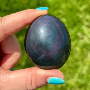 Rainbow Obsidian Palm Stone - Polished Rainbow Obsidian
