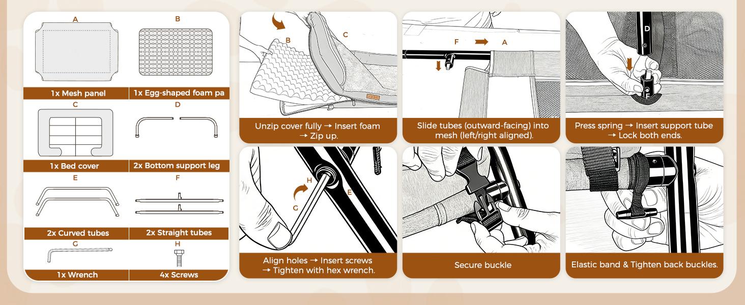 Lekereise Raised Outdoor Medium Dog Bed Cot + Orthopedic Indoor Dog Sofa Bed, 2-in-1 Design,39 x 29 Inch Cooling Elevated Puppy Bed with Egg-Crate Orthopedic Foam Load 70lbs
