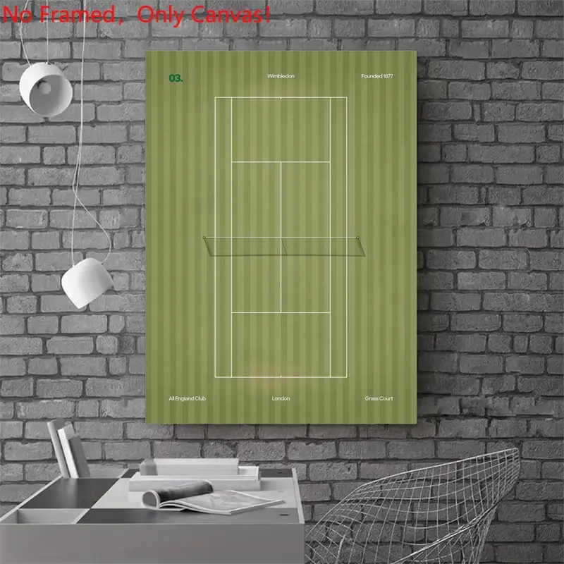 1 piece/set frameless canvas painting print poster, Sports activities art，Wimbledon Tennis Court，a perfect gift for Tennis loves, ideal gift for bedroom, living room, dorm hallway, kitchen, mural, wall decoration, room decor