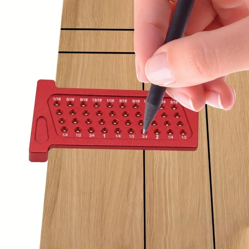 1pc Woodworking Scribe Metric And Inch Precision T-Ruler Aluminum Alloy Pocket Ruler Marking Gauge Carpentry Cross Calibration Ruler Crossed-out Hole Scribing Line Drawing DIY Measuring Tool (65mm And 2.5Inch)
