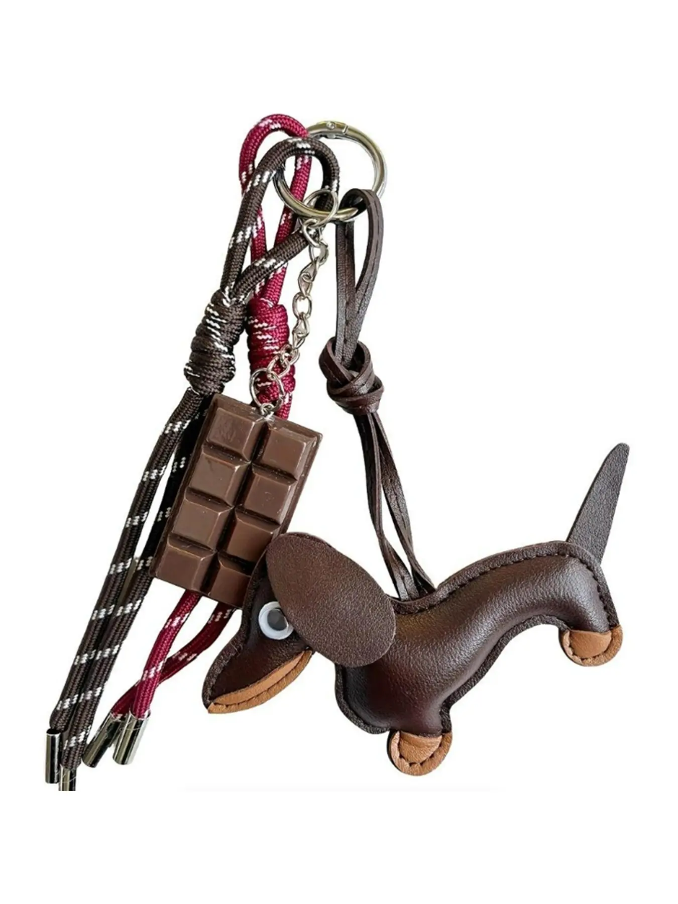 Charming Sausage Dog Baseball Bag Charm, Cute Cartoon PVC Braided Rope Accessory, Perfect Gift for Pet Lovers & Sports Enthusiasts