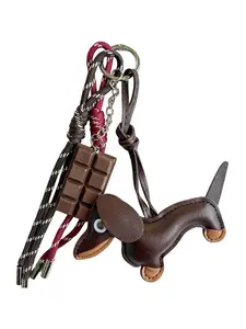 Charming Sausage Dog Baseball Bag Charm Keychain, Cute Cartoon PVC Braided Rope Accessory, Perfect Gift for Pet Lovers & Sports Enthusiasts