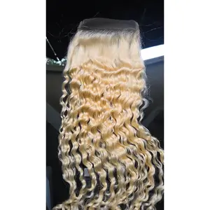 613 Blonde Burmese Curly 5*5 Closure