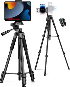 Phone Tripod, 67" Camera Tripod Stand for  iPad, Professional  Travel Tripods with  Remote and Carry Bag for Cellphone Photo Video Recording Vlog