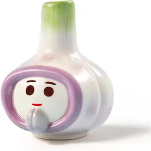 Funny Garlic Ceramic Vase, Cute Handmade Flower Vases, Small Vase for Flowers, Decorative Unique Modern Vases for Centerpieces Home Living Room Dining Table Office Decor