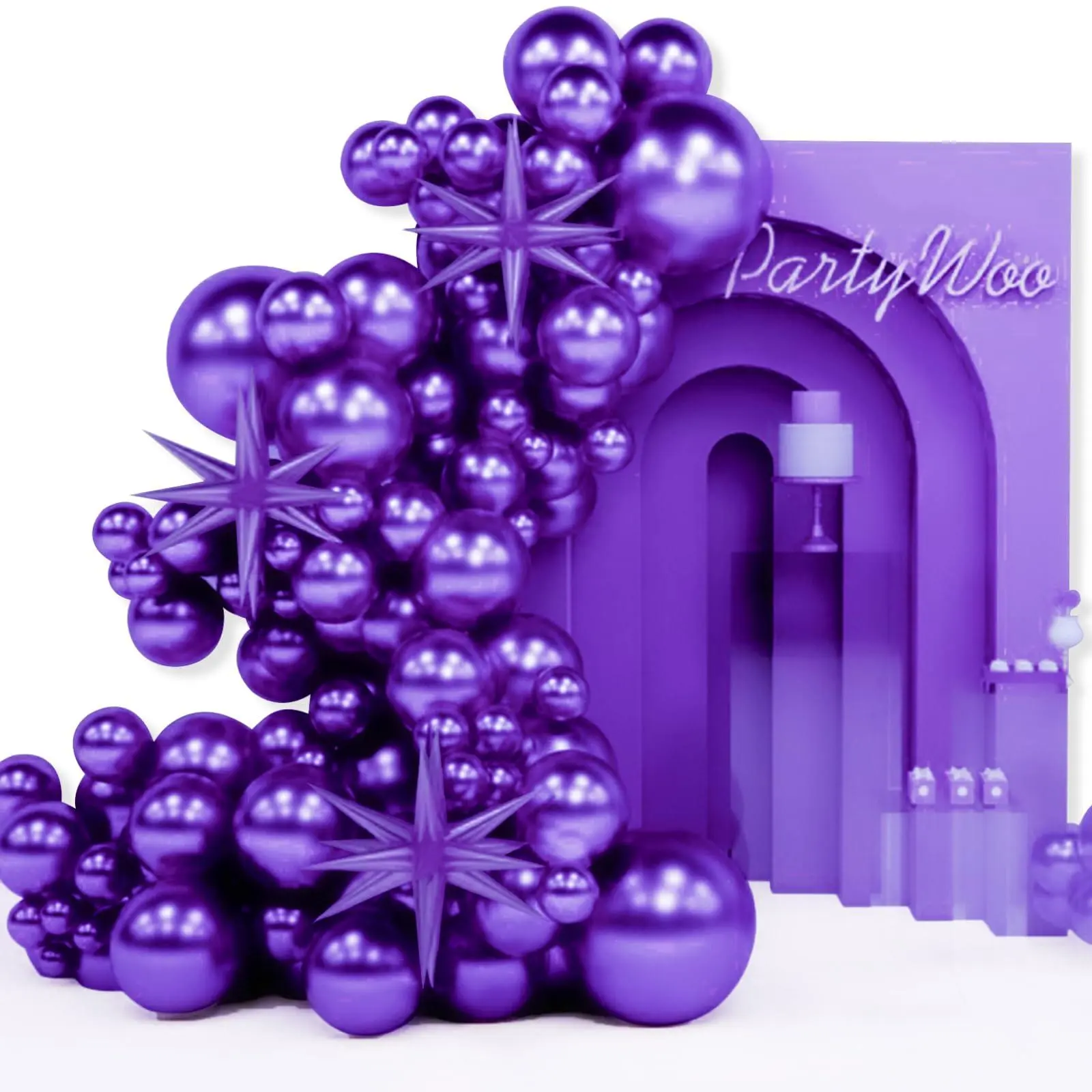 PartyWoo Dark Purple Star Spike Balloon Arch Kit 110pcs Different Sizes | 18 12 10 5 Inch Balloons for Birthday Wedding Graduation Anniversary Engagement Bachelorette Party Decorations Purple-Y16
