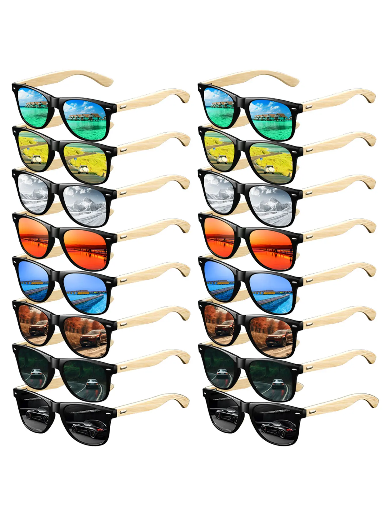16pcs fashion bamboo and wood frame retro square glasses,suitable for both men and women,offering multiple color options.bamboo and wood frame is environmentally friendly and durable,suitable for daily wear,perfect accessory for fashionistas