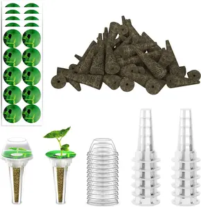 124 count Seed Pod Kit for Aerogarden, Grow Anything Kit for Indoor Hydroponics Garden, Hydroponics Supplies with 50 Grow Sponges, 50 Pod Labels, 12 Baskets, 12 Planting Domes