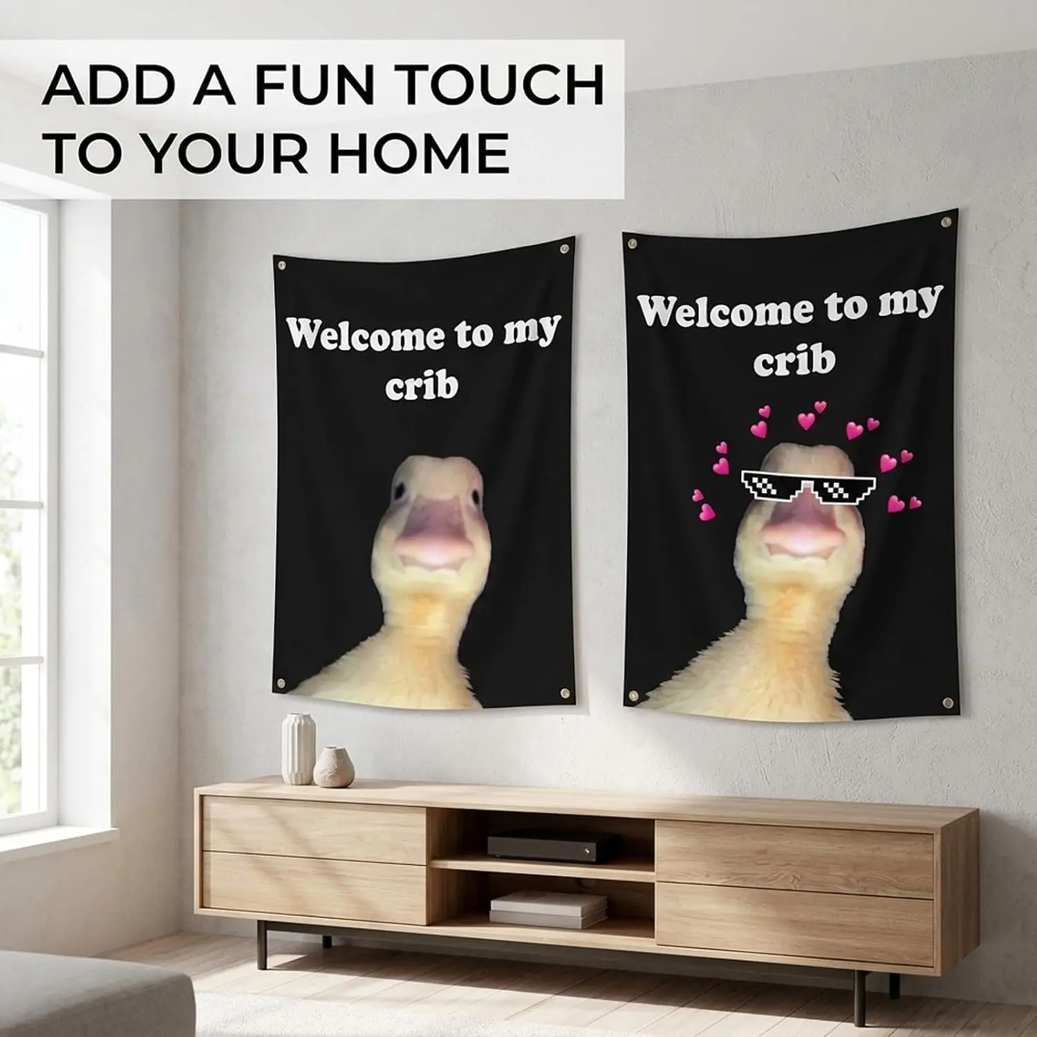 Halloween decor 2026-"Welcome to My Crib" Cloth Banner - 2x3 ft Black Funny Family Party Wall Decor, home aesthetic，Durable Man Cave Wall Flag with Brass Grommets, home living room bedroom dormitory decor，things for rooms，tapestry，home essentials